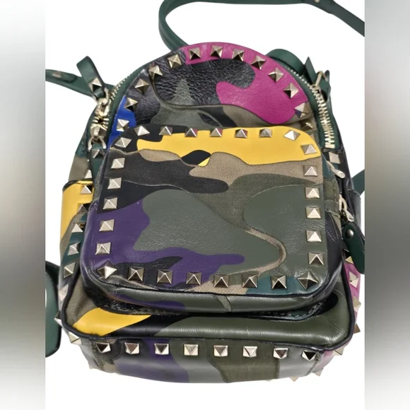 VALENTINO  Garavani Rockstud Leather Backpack Camouflage - Picture 2 of 16
